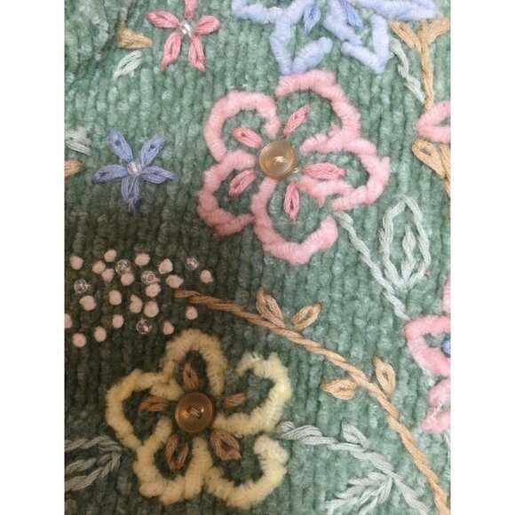 Vintage womens sweater embroidered flowers bouquet grannycore pastel - Picture 7 of 8
